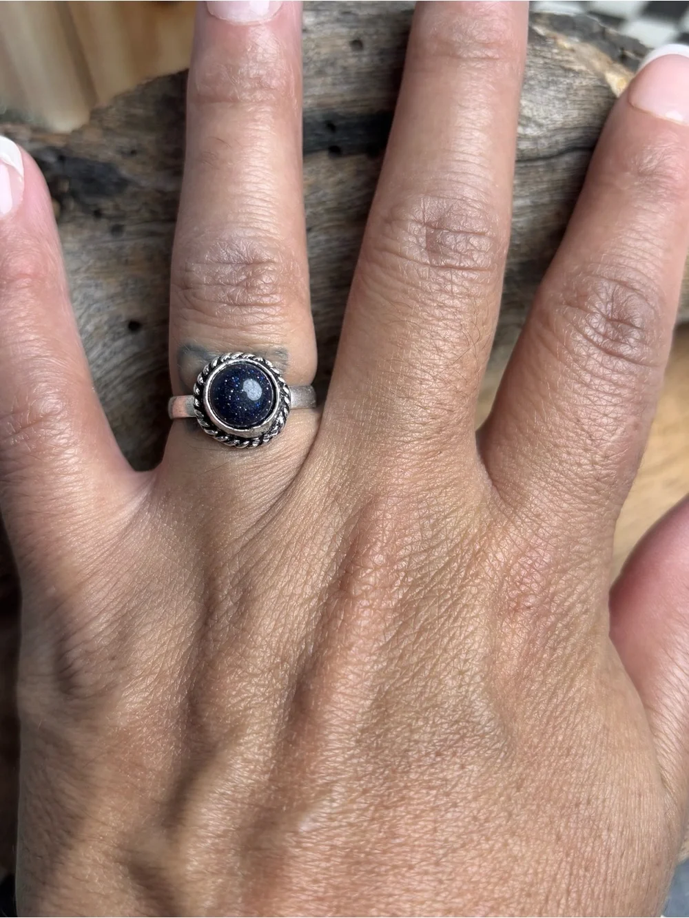 Silver Ring with Dark black Stone | Women Jewelry gemstone size 7